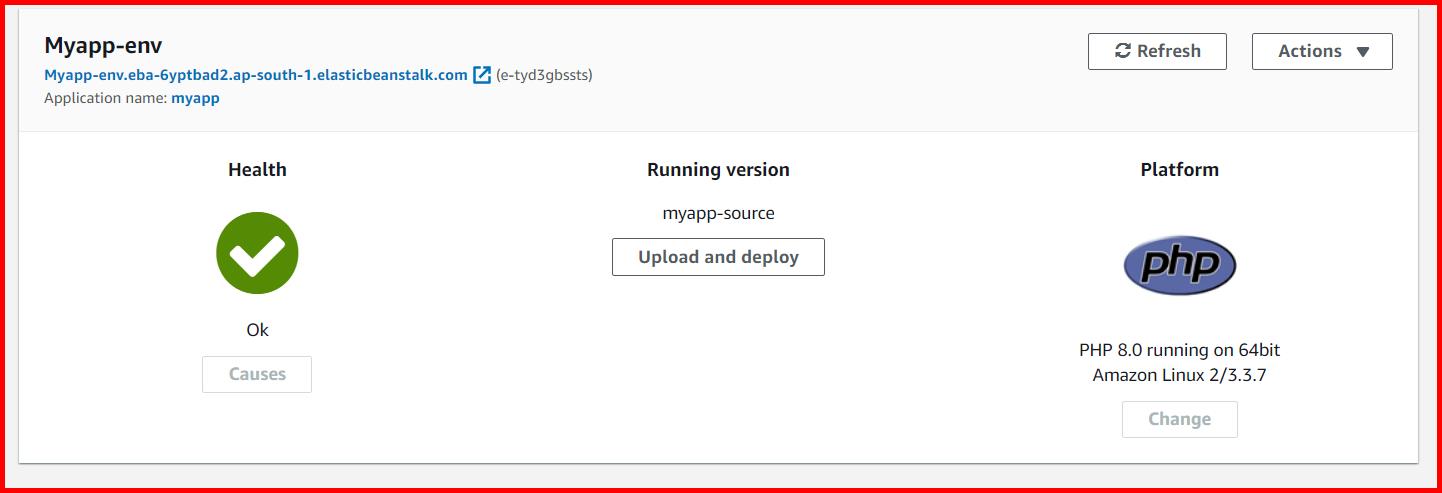 Picture showing the health status of the uploaded application as healthy